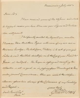 Lot #455 Gouverneur Morris Autograph Letter Signed - Image 2