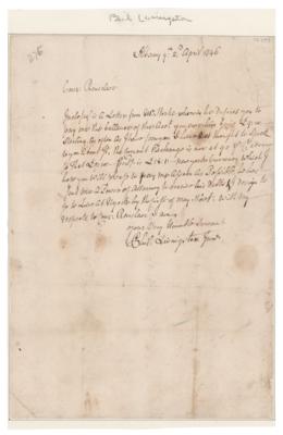 Lot #317 Philip Livingston Autograph Letter Signed