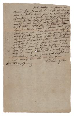 Lot #445 William Livingston Autograph Document Signed - Image 1