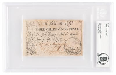 Lot #466 Charles Pinckney Signed Revolutionary War-Dated South Carolina Colonial Currency - Image 1