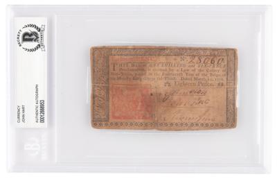 Lot #415 John Hart Signed Revolutionary War-Dated