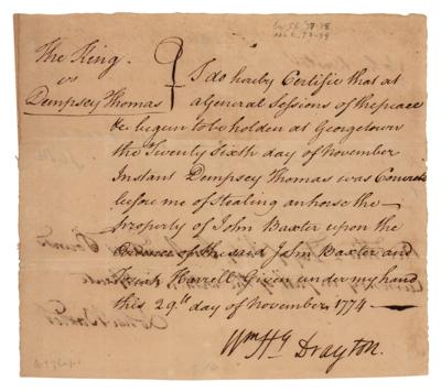 Lot #395 William Henry Drayton Document Signed