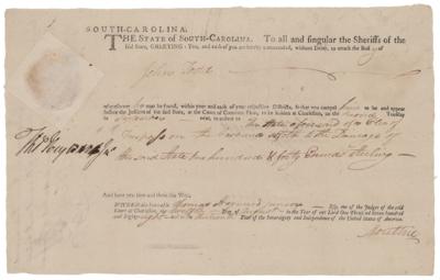 Lot #419 Thomas Heyward, Jr. Document Signed