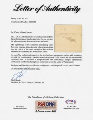 Lot #373 Pierce Butler Autograph Letter Signed - Image 2