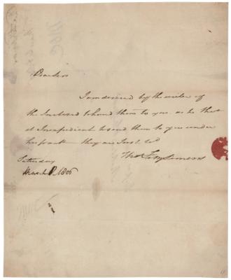 Lot #404 Thomas Fitzsimons Autograph Letter Signed