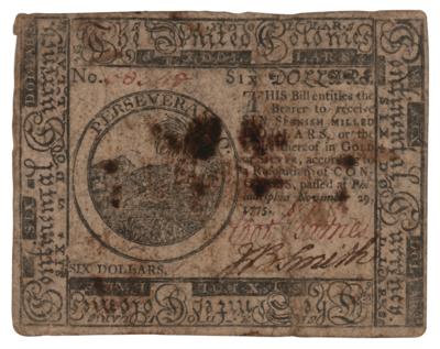 Lot #489 Jonathan Bayard Smith Signed Revolutionary War-Dated Pennsylvania Colonial Currency - Image 1