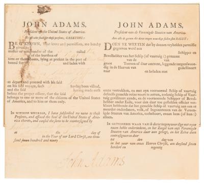 Lot #6 John Adams Partial Document Signed as