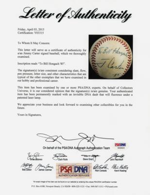 Lot #124 Jimmy Carter Signed Baseball - Image 2