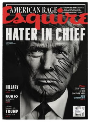 Lot #276 Donald Trump Signed Esquire Magazine - Hater in Chief - Image 1