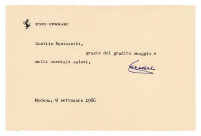 Lot #890 Enzo Ferrari Typed Letter Signed