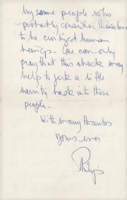 Lot #468 Prince Philip Autograph Letter Signed on the Death of Lord Mountbatten - Image 2