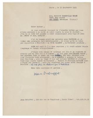 Lot #593 Jean Dubuffet Typed Letter Signed