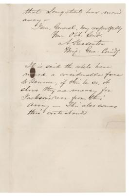 Lot #525 Alfred Pleasonton Civil War-Dated Autograph Letter Signed, Reporting on Positions of Longstreet and Jackson - Intelligence Gained from 'Contraband' Slaves - Image 2