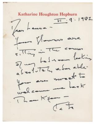 Lot #816 Katharine Hepburn Autograph Letter Signed - Image 1