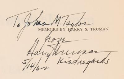 Lot #274 Harry S. Truman Signed Book, Presented to the Son of General Maxwell D. Taylor - Image 2