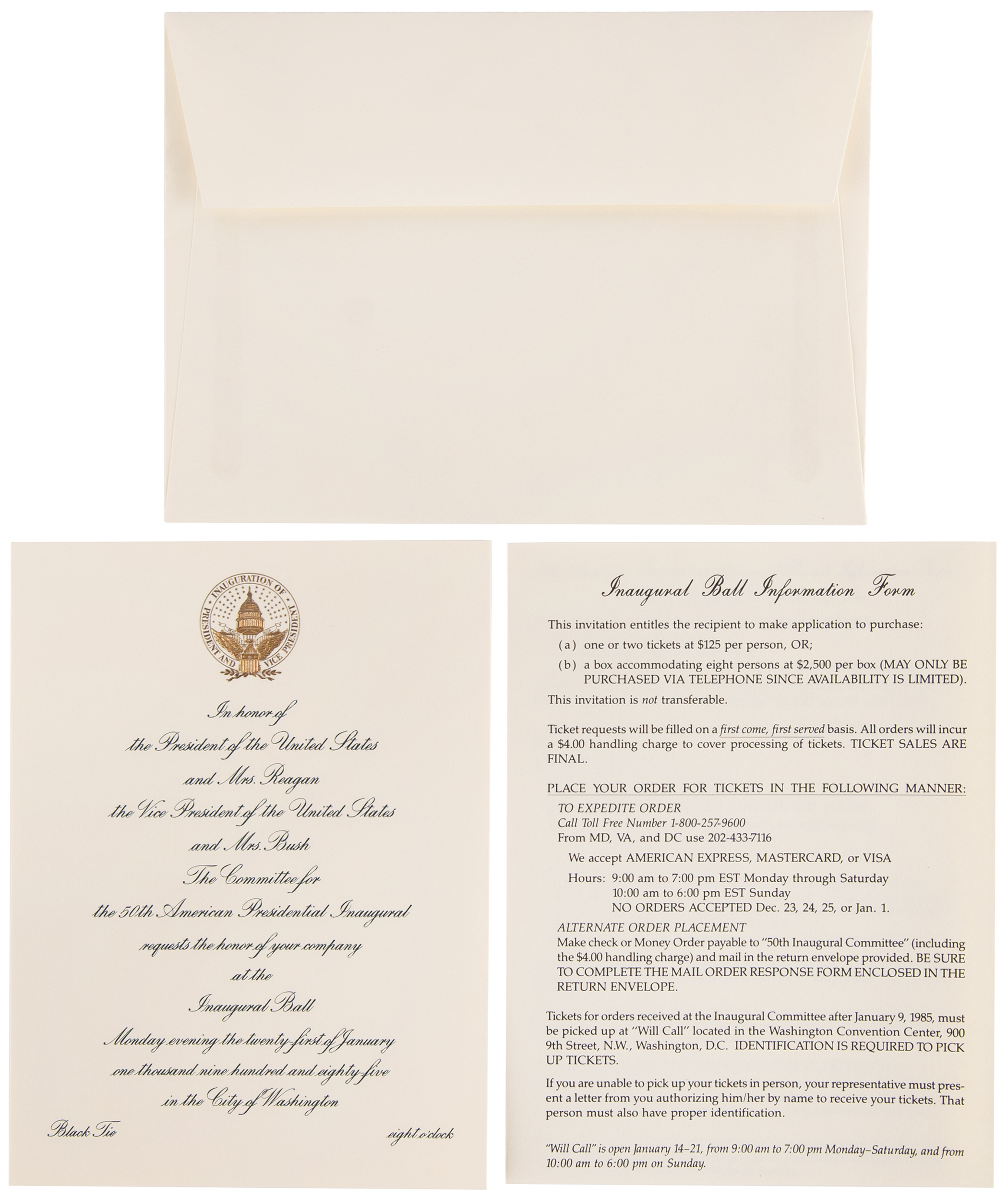 Lot #90 Ronald Reagan and George Bush Signed Inauguration Invitation and Inaugural Gifts/Ephemera - Image 7