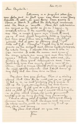 Lot #629 John Steinbeck (2) Autograph Letters Signed on Travels to Spain, a Project with Elia Kazan and the Queen of Greece, and Financial Matters - Image 2