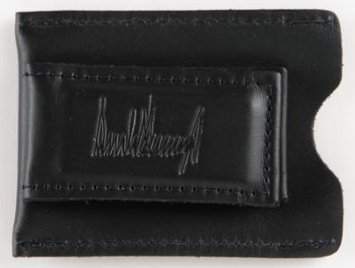 Lot #290 Donald Trump Presidential Gift - Black Leather Money Clip - Image 1