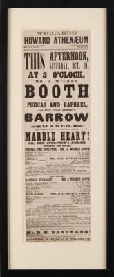 Lot #356 John Wilkes Booth Original 1863 Broadside for 'Marble Heart! Or The Sculptor’s Dream' (Boston, Mass.) - Image 2