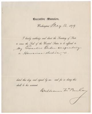 Lot #56 President William McKinley Suspends Hawaiian Elections in 1899 - Image 1