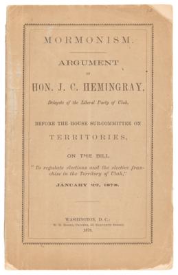 Lot #454 Mormon Elections: Argument of Hon. J. C.