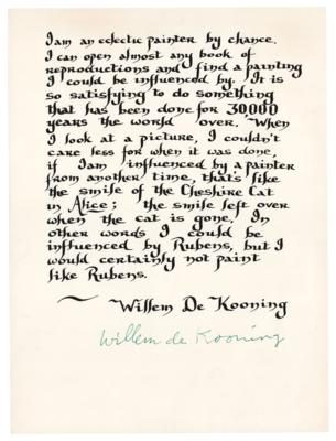 Lot #591 Willem De Kooning Signed Calligraphic