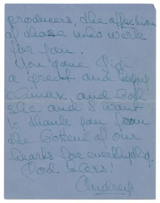 Lot #760 Audrey Hepburn (2) Autograph Letters Signed on Gigi and Ondine - Image 4