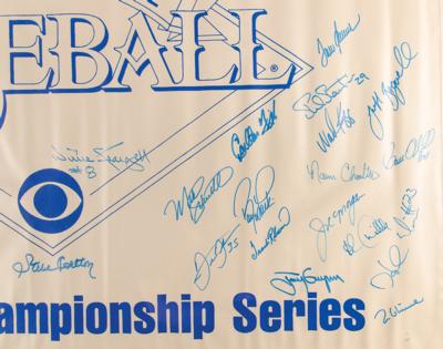 Lot #904 Baseball Hall of Famers (20) Multi-Signed CBS Sports Banner - Image 2