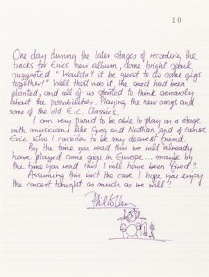 Lot #668 Phil Collins Handwritten Statement and Sketch for a 1986 Eric Clapton Tour Program - Image 2