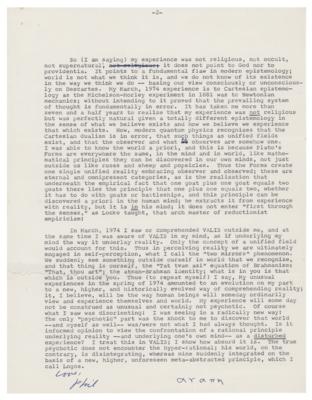 Lot #624 Philip K. Dick Typed Letter Signed on Comprehending Reality - Image 2