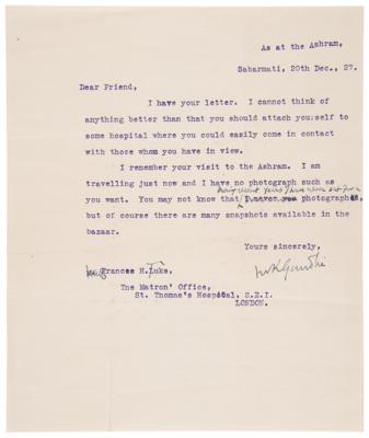 Lot #341 Mohandas Gandhi Typed Letter Signed –