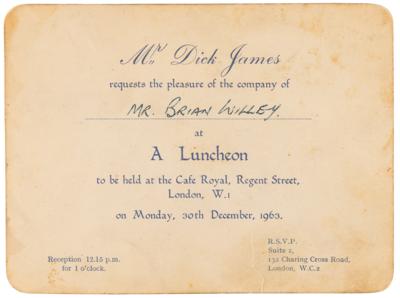 Lot #655 Beatles Signed Cafe Royal Luncheon Invitation, Obtained Before their Astoria Cinema ‘Christmas Show’ (December 30, 1963) - Image 2