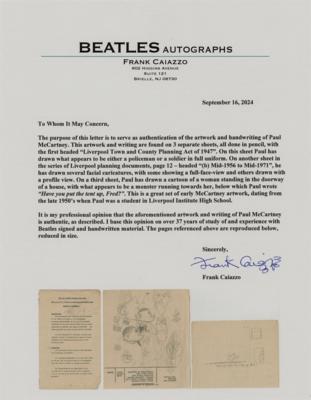 Lot #664 Beatles: Paul McCartney Full Page of Original 'Face' Sketches - Image 2