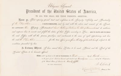 Lot #43 U. S. Grant Document Signed as President, Appointing a Veteran of Chickamauga as Deputy Postmaster - Image 1