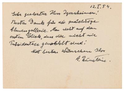 Lot #349 Albert Einstein Autograph Note Signed: