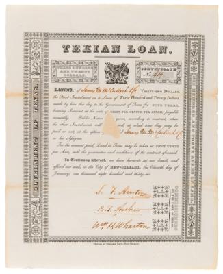 Lot #354 Stephen F. Austin Document Signed -