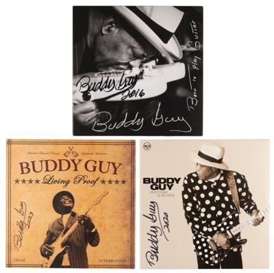 Lot #686 Buddy Guy (3) Signed Albums - Living Proof, Rhythm & Blues, and Born to Play Guitar - Image 1