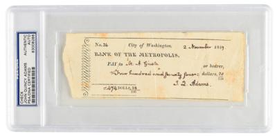 Lot #18 John Quincy Adams Signed Check