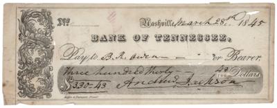 Lot #19 Andrew Jackson Signed Check