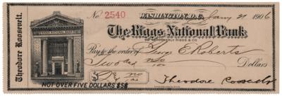 Lot #60 Theodore Roosevelt Signed Check as President - Image 1