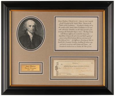 Lot #13 James Madison Signed Check as President