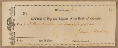 Lot #13 James Madison Signed Check as President - Image 2