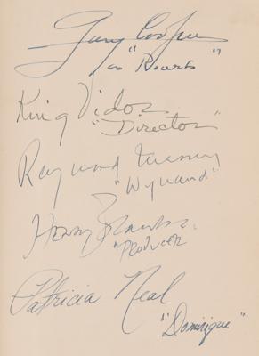 Lot #801 The Fountainhead Cast-Signed Book with Gary Cooper, Patricia Neal, King Vidor - Image 2