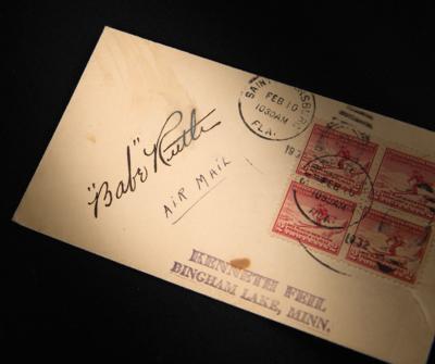 Lot #892 Babe Ruth Signed Olympic Airmail Cover