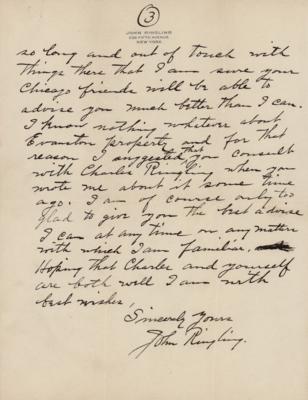 Lot #482 John Ringling Autograph Letter Signed - Image 3