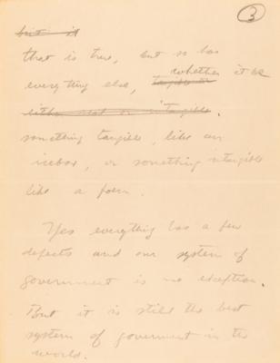 Lot #344 Howard Hughes Handwritten Statement on Defending the Spruce Goose Before Congress - Image 4