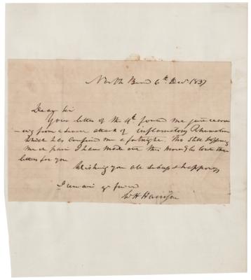 Lot #23 William Henry Harrison Autograph Letter Signed on a 'severe attack of inflammatory Rheumatism' - Image 2