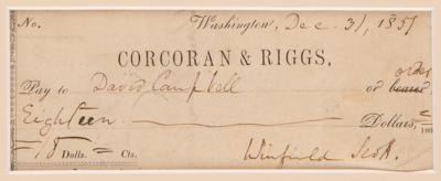 Lot #529 Winfield Scott Signed Check - Image 2