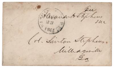 Lot #491 Alexander Stephens Signed Free Frank - Image 1