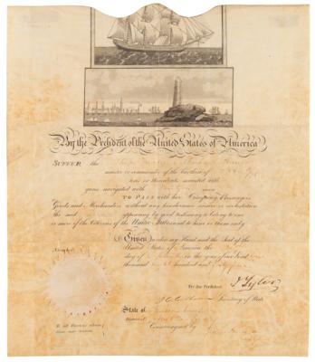 Lot #297 John Tyler and John C. Calhoun Document Signed as President and Secretary of State - Image 1